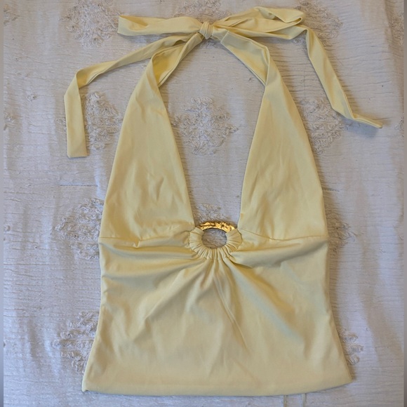 Edikted Yellow Halter Top with Ring Detail - Picture 1 of 2